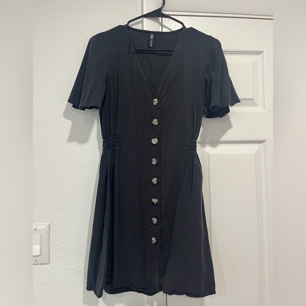 Zara small black button up dress